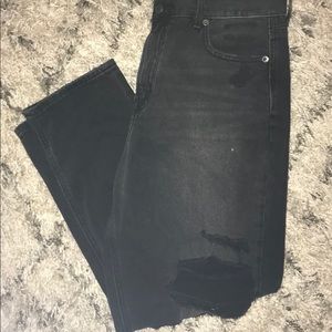 American Eagle black ripped mom jeans
